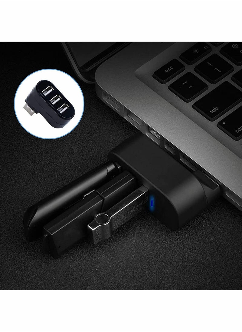 Y&D - USB Hub,Mini 3 Port Compact Portable Rotatable HUB,USB Hub Dock [90°/180° Degree Rotatable] for Flash Drive Mobile HDD PC Laptop Notebook and More-Black - Image 1