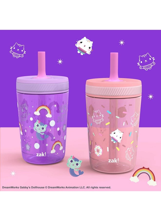 Zak Designs - Gabby'S Dollhouse Kelso Toddler Cups For Travel Or At Home, 15Oz 2-Pack Durable Plastic Sippy Cups With Leak-Proof Design Is Perfect For Kids (Cakey Cat, Mercat) - Image 1