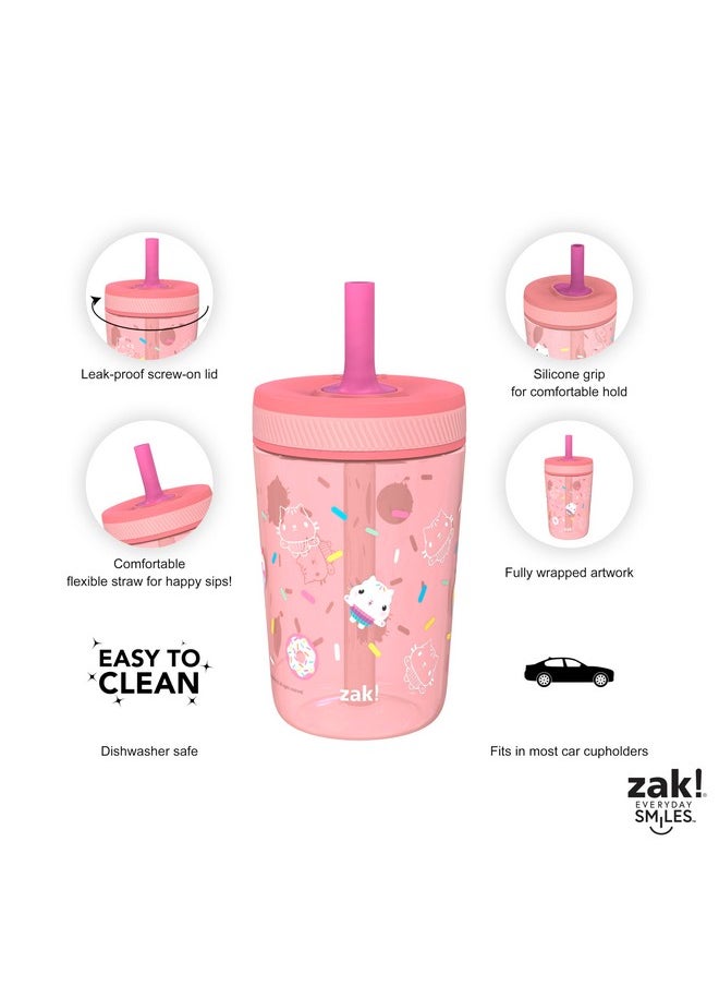 Zak Designs - Gabby'S Dollhouse Kelso Toddler Cups For Travel Or At Home, 15Oz 2-Pack Durable Plastic Sippy Cups With Leak-Proof Design Is Perfect For Kids (Cakey Cat, Mercat) - Image 1