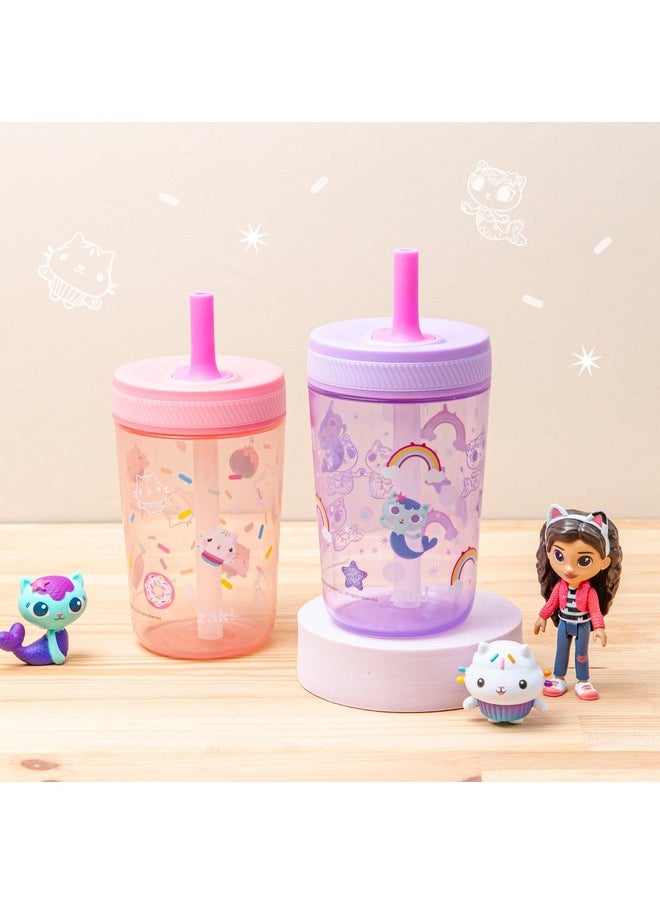 Zak Designs - Gabby'S Dollhouse Kelso Toddler Cups For Travel Or At Home, 15Oz 2-Pack Durable Plastic Sippy Cups With Leak-Proof Design Is Perfect For Kids (Cakey Cat, Mercat) - Image 1