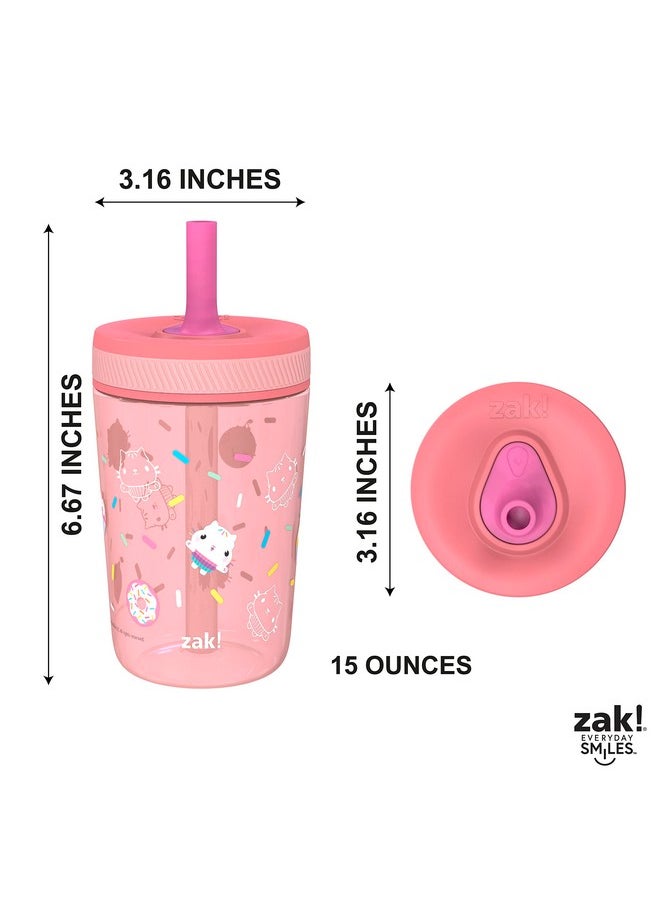 Zak Designs - Gabby'S Dollhouse Kelso Toddler Cups For Travel Or At Home, 15Oz 2-Pack Durable Plastic Sippy Cups With Leak-Proof Design Is Perfect For Kids (Cakey Cat, Mercat) - Image 1