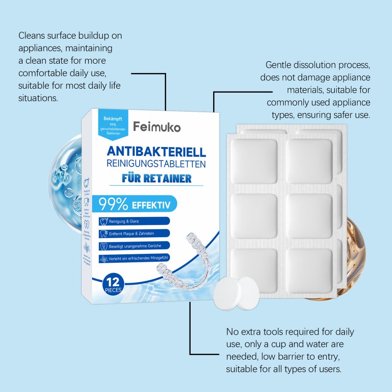 Denture Retainer Cleaning Tablets for Removing Tartar, Stains, and Odors - Image 3