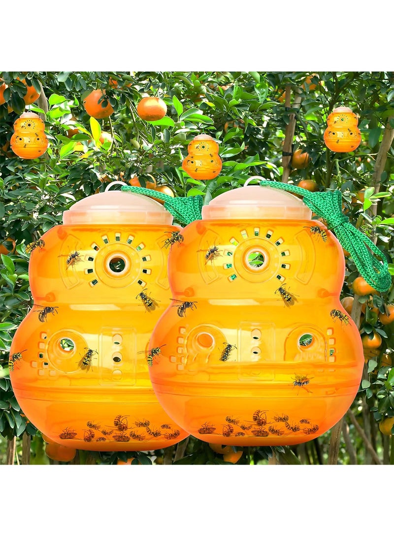 مجموعة مصيدة ذباب الفاكهة، طُعم قاتل للذباب على شكل قرع لمكافحة الآفات - برتقالي - Image 2