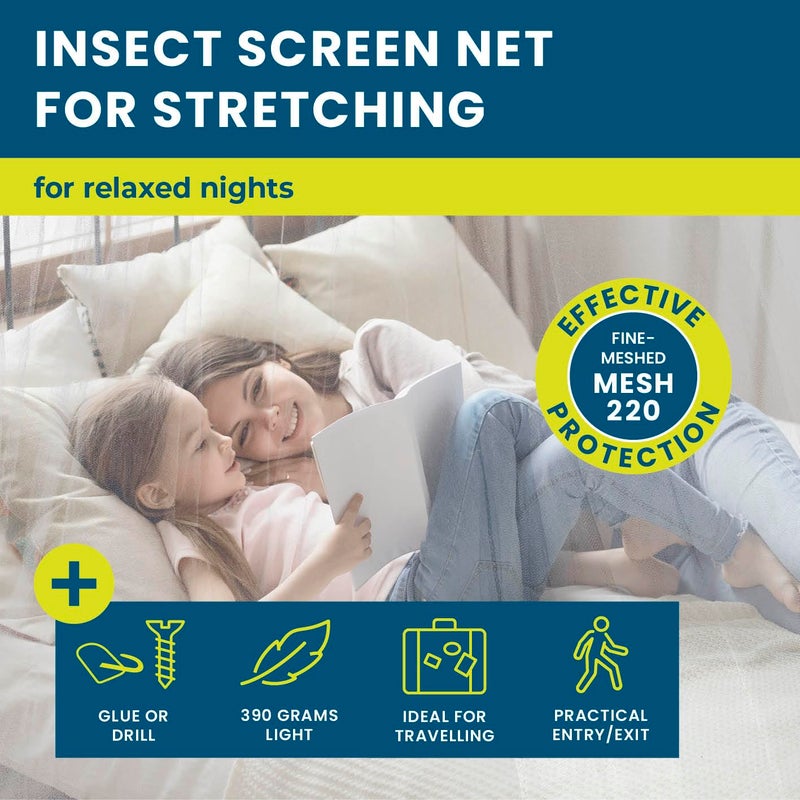 Hoberg Hoberg Mosquito Net for Bed, Insect Protection for Single and Double Beds - Ideal for Travel, Canopy Including Dowels, Adhesive Hooks & Bag, Fine Mesh Fly Screen for Indoor and Outdoor Use [White]  - Image 2