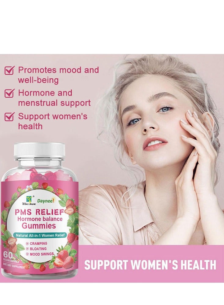 Wins Town Women's PMS Relief Hormone Balance Gummies Berry Harmony Balance Female Hormones ,Relieves Cramps & Bloating,Reduces Mood Fluctuations,Hormone Balance For Women,Dietary Supplement 60 Gummies - Image 1