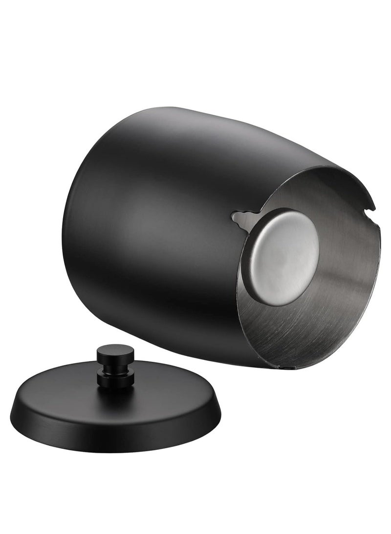 Rubik Ashtray with Lid 9x9cm, Stainless Steel Covered Windproof Ash Tray for Indoor Outdoor Patio Home Office Living Room Hotel (Black)  - Image 2