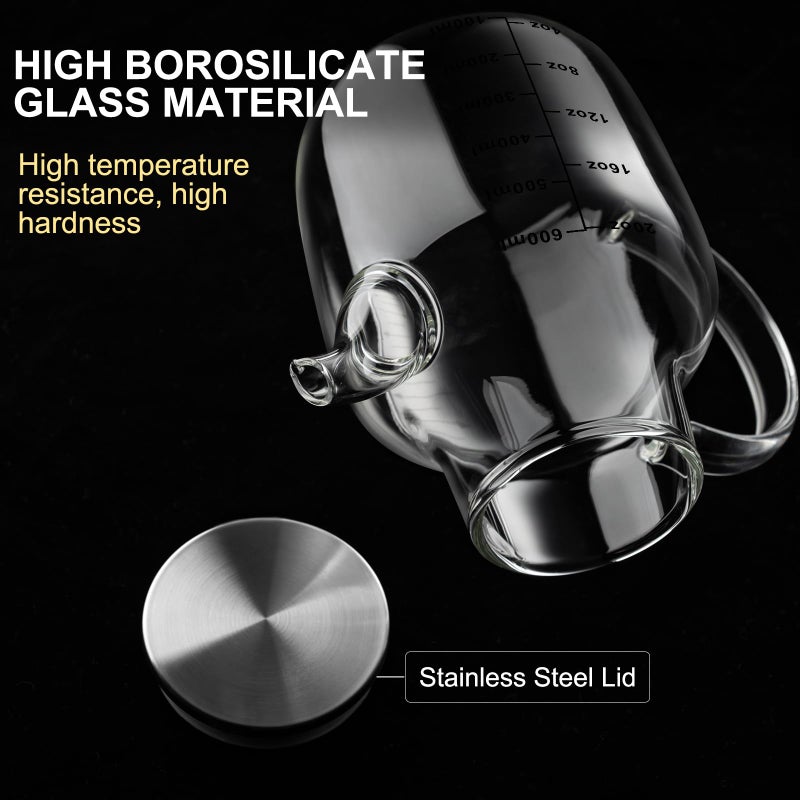 PARACITY Glass Oil Dispenser Bottle with Measurements, Oil Dispenser Bottle for Kitchen, 20.3 OZ Oil Container Kitchen for Olive/Vinegar/Cooking/Soy Sauce - Image 5