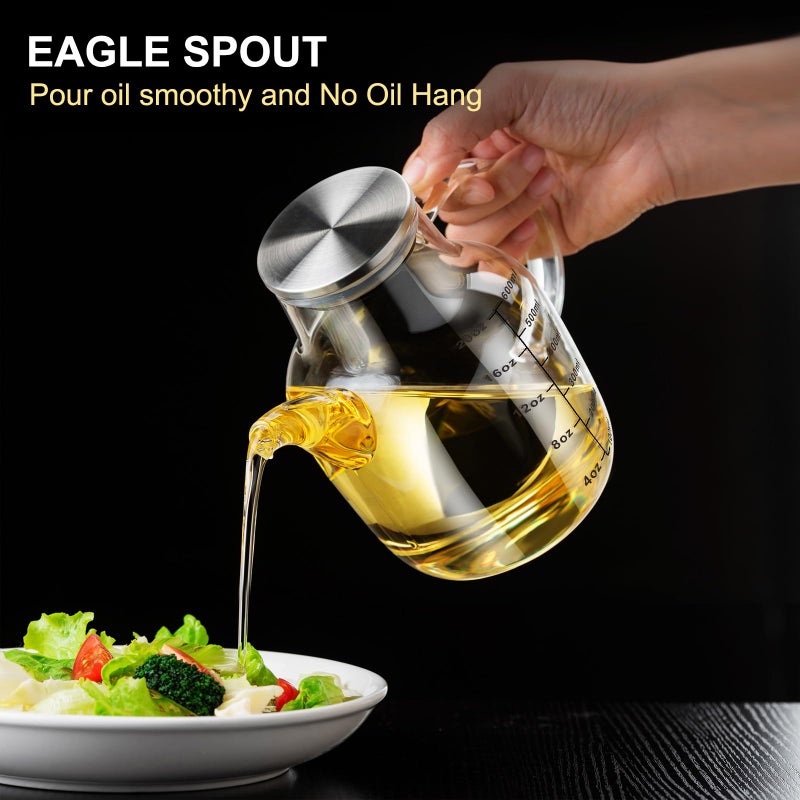 PARACITY Glass Oil Dispenser Bottle with Measurements, Oil Dispenser Bottle for Kitchen, 20.3 OZ Oil Container Kitchen for Olive/Vinegar/Cooking/Soy Sauce - Image 3