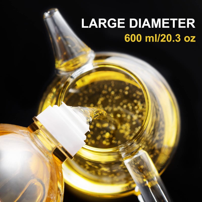 PARACITY Glass Oil Dispenser Bottle with Measurements, Oil Dispenser Bottle for Kitchen, 20.3 OZ Oil Container Kitchen for Olive/Vinegar/Cooking/Soy Sauce - Image 2