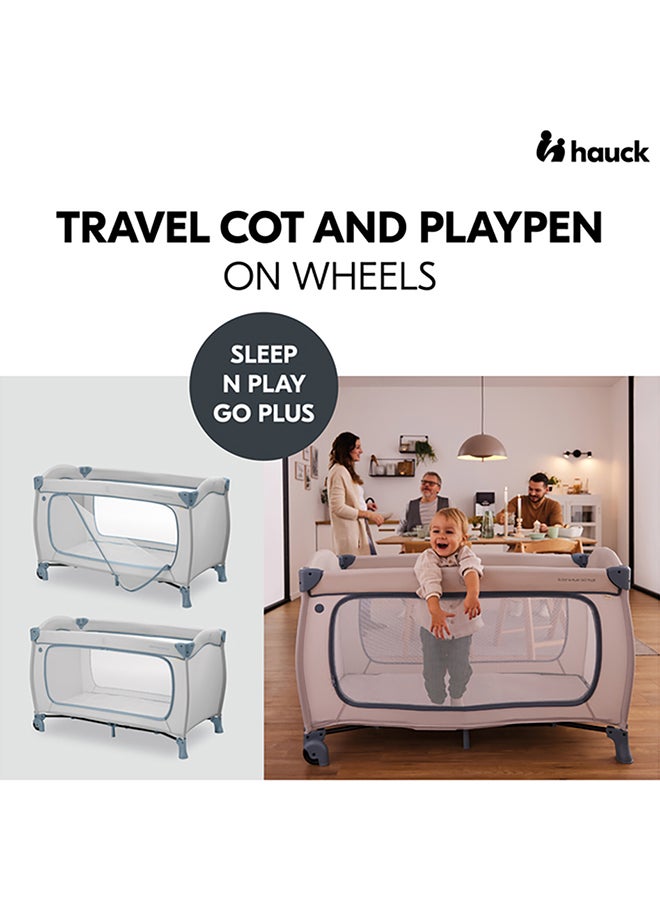 Hauck Sleep N Play Go Plus Travel Cot – Lightweight, Compact Baby Cot, XL Slip-Through, Mesh Sides, Portable Playpen – Dusty Cork - Image 5