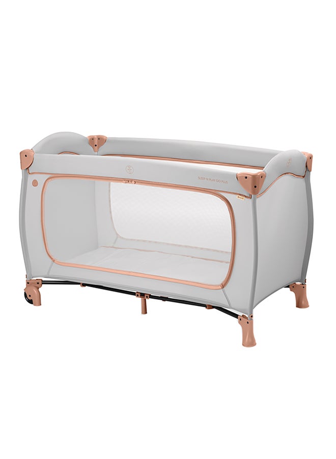 Hauck Sleep N Play Go Plus Travel Cot – Lightweight, Compact Baby Cot, XL Slip-Through, Mesh Sides, Portable Playpen – Dusty Cork - Image 1