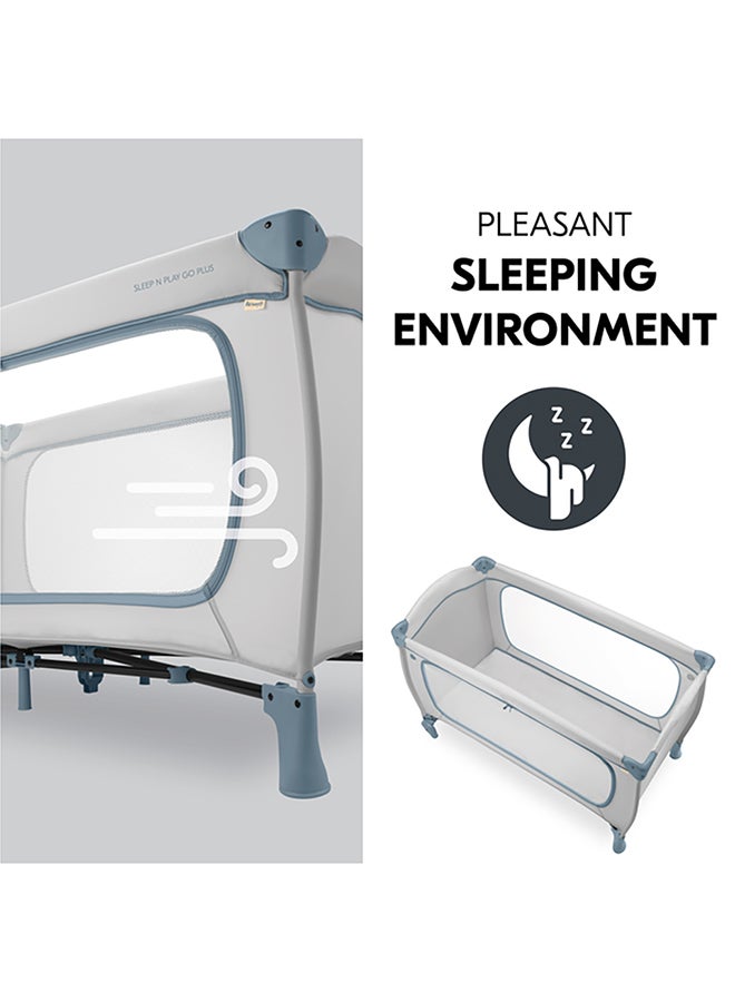 Hauck Sleep N Play Go Plus Travel Cot – Lightweight, Compact Baby Cot, XL Slip-Through, Mesh Sides, Portable Playpen – Dusty Cork - Image 3