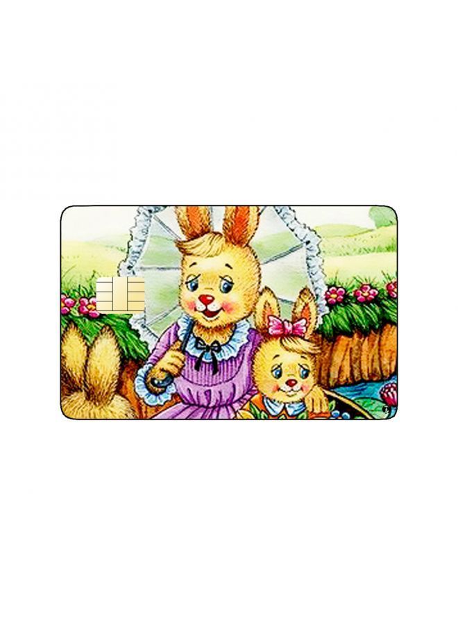 RKN PRINTED BANK CARD STICKER Cute Rabbits Drawing With Umbrella - Image 2