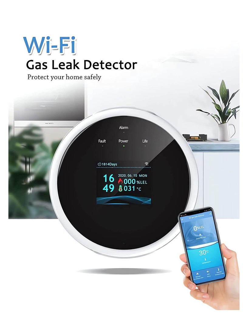 KASTWAVE - WiFi Natural Gas Detector,Smart WiFi Gas Leak Detector with Temperature Sensor LCD Display, Plug-in Gas Leak Sensor for LPG, LNG,Methane and Butane Gases - Image 1