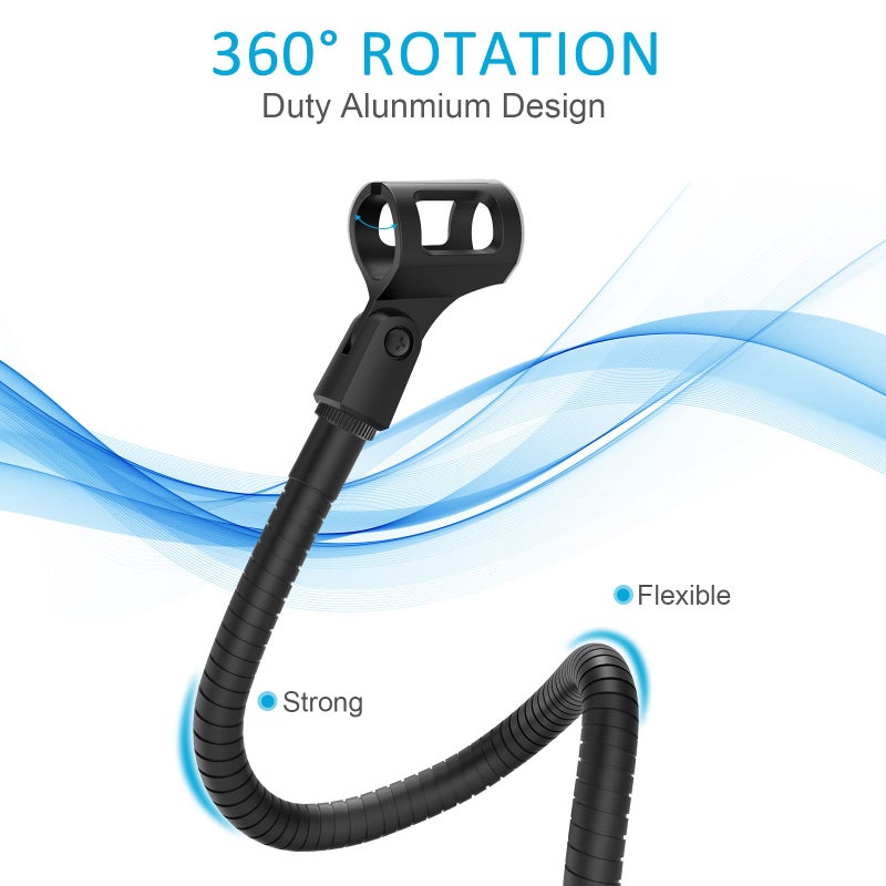 ZealSound حامل ميكروفون ZealSound، بطول 19 بوصة، حامل ميكروفون مكتبي مرن عالمي مع محول 3/8" إلى 5/8" وحامل ميكروفون، مشبك مكتب ثقيل معزز لميكروفونات Blue Snowball Ice Spark - Image 3