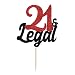 Hotmoon Glitter 21  Legal Cake Topper  Cheers to 21 YearsRip Fake ID  Happy 21st BirthdayAnniversary Party Decoration Supplies Black and Red Glitter - Image 4