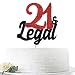 Hotmoon Glitter 21  Legal Cake Topper  Cheers to 21 YearsRip Fake ID  Happy 21st BirthdayAnniversary Party Decoration Supplies Black and Red Glitter - Image 2