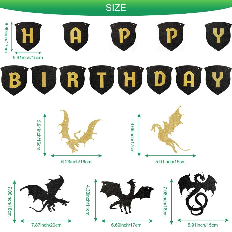 Sumind 33 Pieces Dragon Birthday Party Supplies Dragon Decorations, 20 Dragon Balloons 3 Dragon Banners 10 Dragon Hanging Swirls for Dragon Themed Party Supplies - Image 2