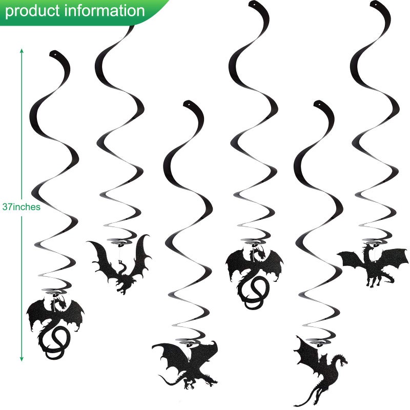 Sumind 33 Pieces Dragon Birthday Party Supplies Dragon Decorations, 20 Dragon Balloons 3 Dragon Banners 10 Dragon Hanging Swirls for Dragon Themed Party Supplies - Image 4
