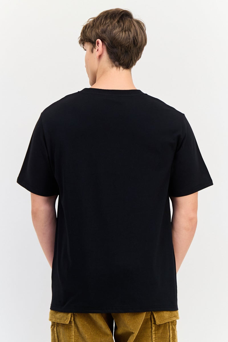 YOTO تي شيرت رجالي بأكمام قصيرة وياقة دائرية، مطبوع برسومات، أسود - Image 3