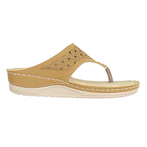 XE Looks Women's Beige Doctor Slippers | Intricate Cut-Out Design with Cushioned Footbed | Lightweight, Anti-Slip Sole With Supportive Arch Doctor Slipper For Girls & Women - Image 4