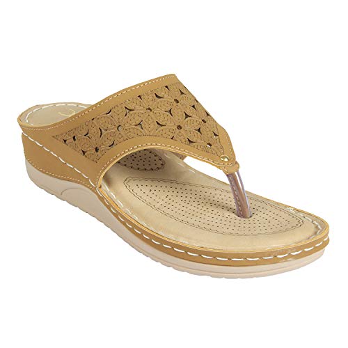 XE Looks Women's Beige Doctor Slippers | Intricate Cut-Out Design with Cushioned Footbed | Lightweight, Anti-Slip Sole With Supportive Arch Doctor Slipper For Girls & Women - Image 2