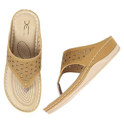 XE Looks Women's Beige Doctor Slippers | Intricate Cut-Out Design with Cushioned Footbed | Lightweight, Anti-Slip Sole With Supportive Arch Doctor Slipper For Girls & Women - Image 1
