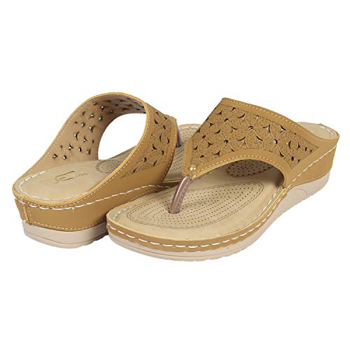 XE Looks Women's Beige Doctor Slippers | Intricate Cut-Out Design with Cushioned Footbed | Lightweight, Anti-Slip Sole With Supportive Arch Doctor Slipper For Girls & Women - Image 5