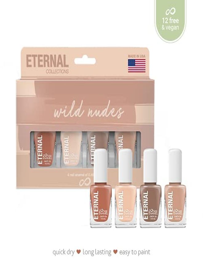 ETERNAL Collection - 4 Piece Set: Long Lasting, Quick Dry, Mirror Shine Nail Polish Set - Hardener, Bright And Shiny Finish - 0.46 Fluid Ounces Each (Wild Nudes) - Image 2