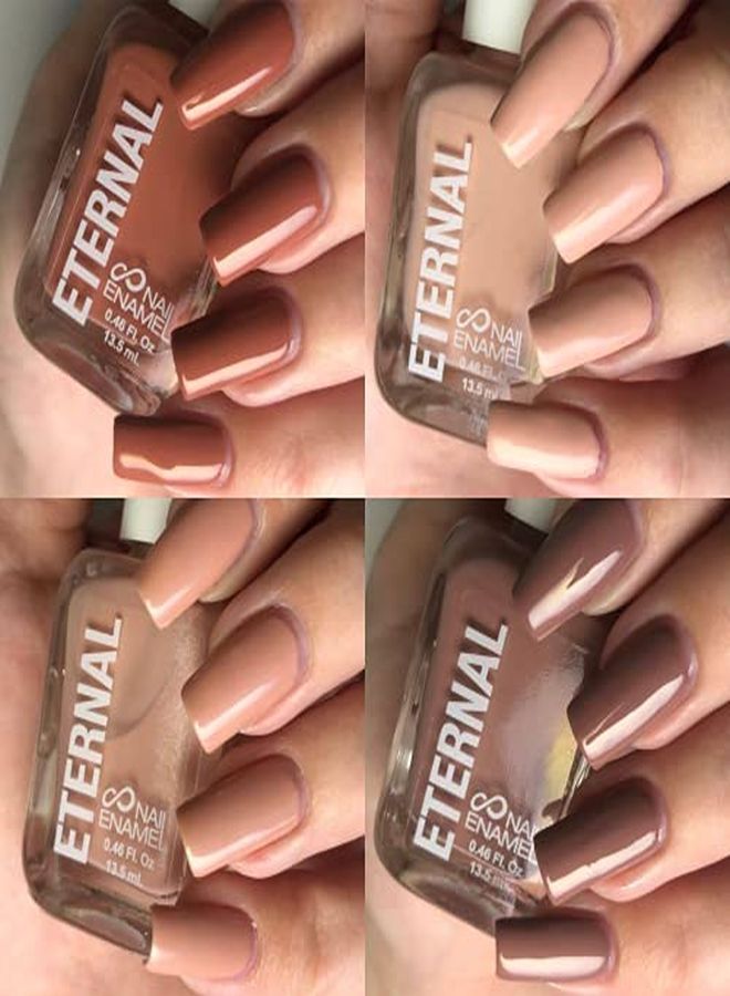 ETERNAL Collection - 4 Piece Set: Long Lasting, Quick Dry, Mirror Shine Nail Polish Set - Hardener, Bright And Shiny Finish - 0.46 Fluid Ounces Each (Wild Nudes) - Image 3