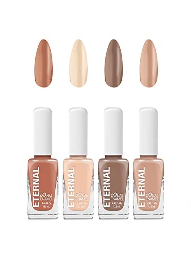ETERNAL Collection - 4 Piece Set: Long Lasting, Quick Dry, Mirror Shine Nail Polish Set - Hardener, Bright And Shiny Finish - 0.46 Fluid Ounces Each (Wild Nudes) - Image 1