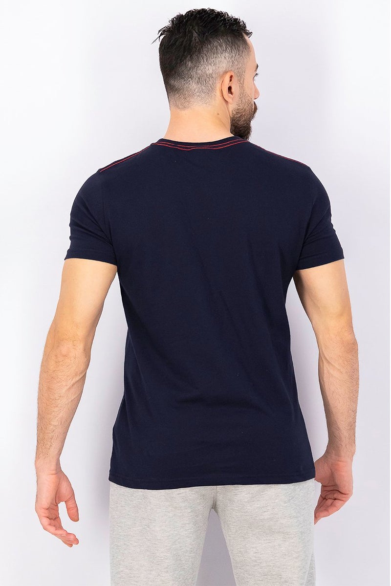 GANT Men Crew Neck Short Sleeves Embroidered T-shirt, Navy - Image 3