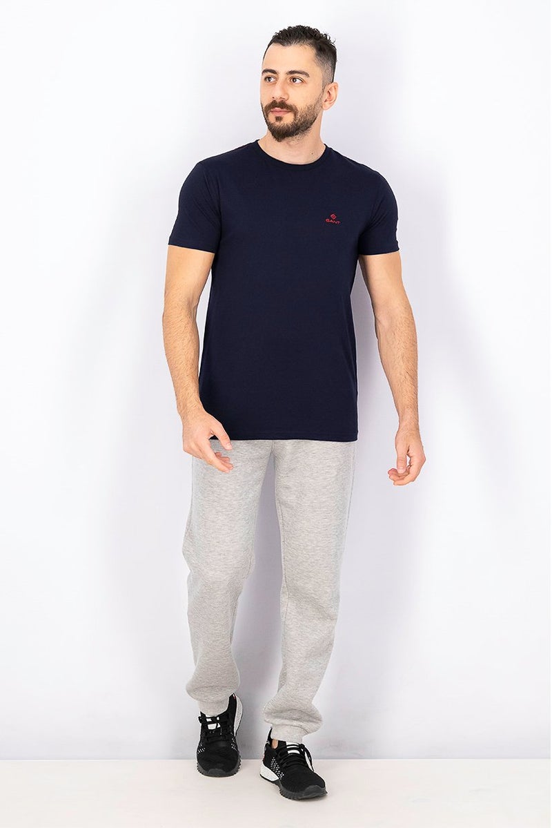 GANT Men Crew Neck Short Sleeves Embroidered T-shirt, Navy - Image 2