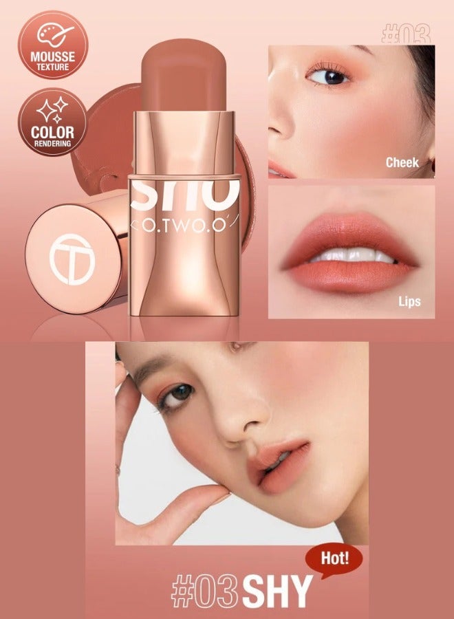 أو.تو.أو عودو تو Glow Color Bounce Blush Stick، احمر خدود كريمي يدوم طويلاً، مكياج للوجه والخدود، هايلايتر خفيف الوزن، طبيعي، مشرق، بلون وردي ناعم أو خوخي أو أحمر. - Image 1