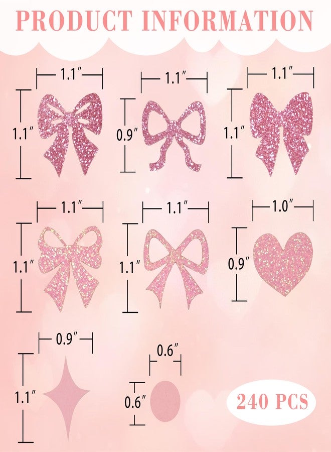 Aukolass 240 Pcs Pink Bow Confetti, Bow Theme Glitter Table Scatter for Coquette Baby Shower and Birthday Party Decoration (Pink) - Image 2