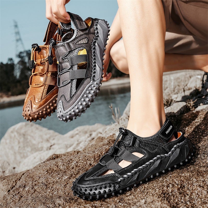 Large Size Sandals Men'S Trendy Slip-On Casual Shoes 2025 Summer Microfiber Leather Shoes - Image 5