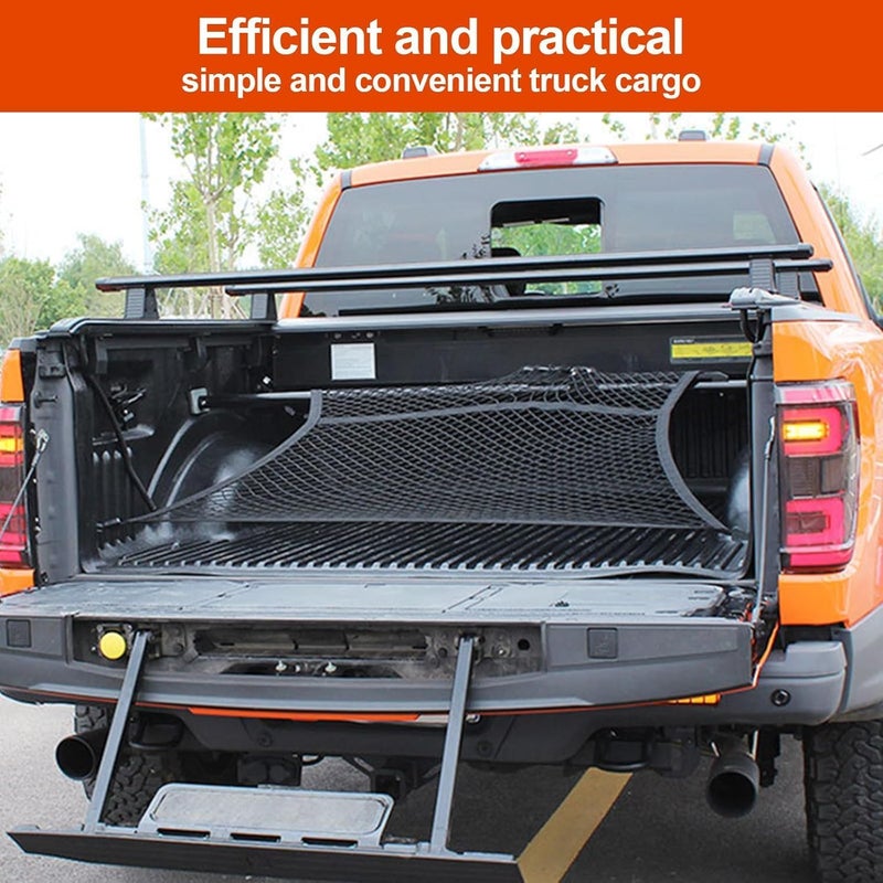 Proxima Direct Upgraded 8 Hook Elastic Truck Bed Cargo Net, Adjustable 4x4ft to 8x8ft, Heavy-Duty Stretchable Design for Dodge Ford Chevy Pickups SUV Racks, Includes ABS Carabiners & Work Gloves - Image 4