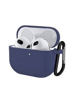 Protective Case Skin Cover with Keychain and Lock for Apple Airpods 3 Case Women Men Blue