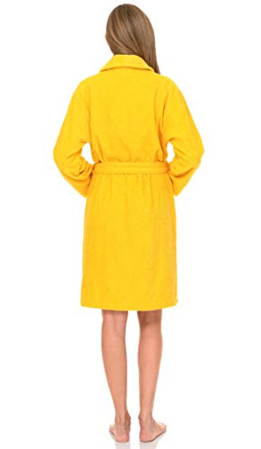 TowelSelections Women’s Robe, 100% Cotton Short Terry Shawl Bathrobe X-Small Aspen Gold - Image 2
