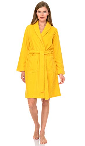 TowelSelections Women’s Robe, 100% Cotton Short Terry Shawl Bathrobe X-Small Aspen Gold - Image 3