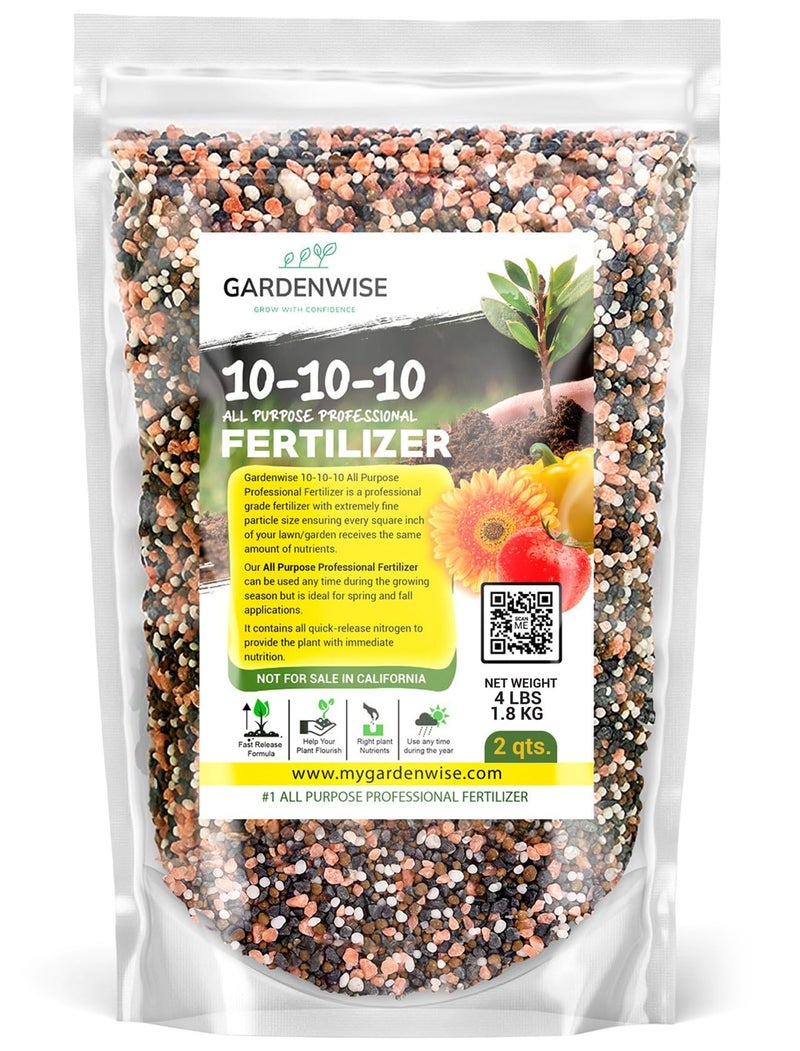 GARDENWISE 10-10-10 Plant Fertilizer Slow Release - 10 10 10 All Purpose Granular Garden Fertilizer for Vegetables, Tomato, Arborvitae, Shrubs, Rose, Flowers, Fruit, Fig Trees (2 QUARTS) - Image 1