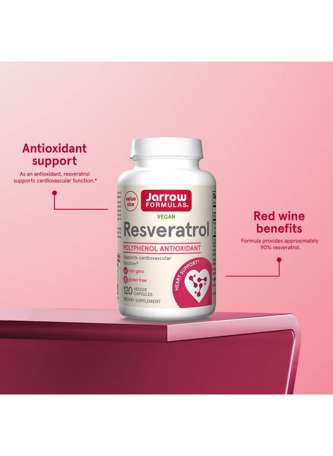 jarrow formulas - Resveratrol 100 Mg 120 Veggie Caps Resveratrol + Vitamin C Antioxidant & Cardiovascular Support 120 Servings - Image 1