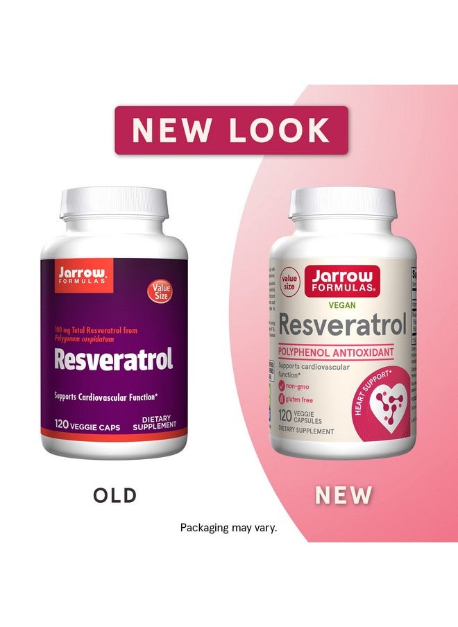 jarrow formulas - Resveratrol 100 Mg 120 Veggie Caps Resveratrol + Vitamin C Antioxidant & Cardiovascular Support 120 Servings - Image 1