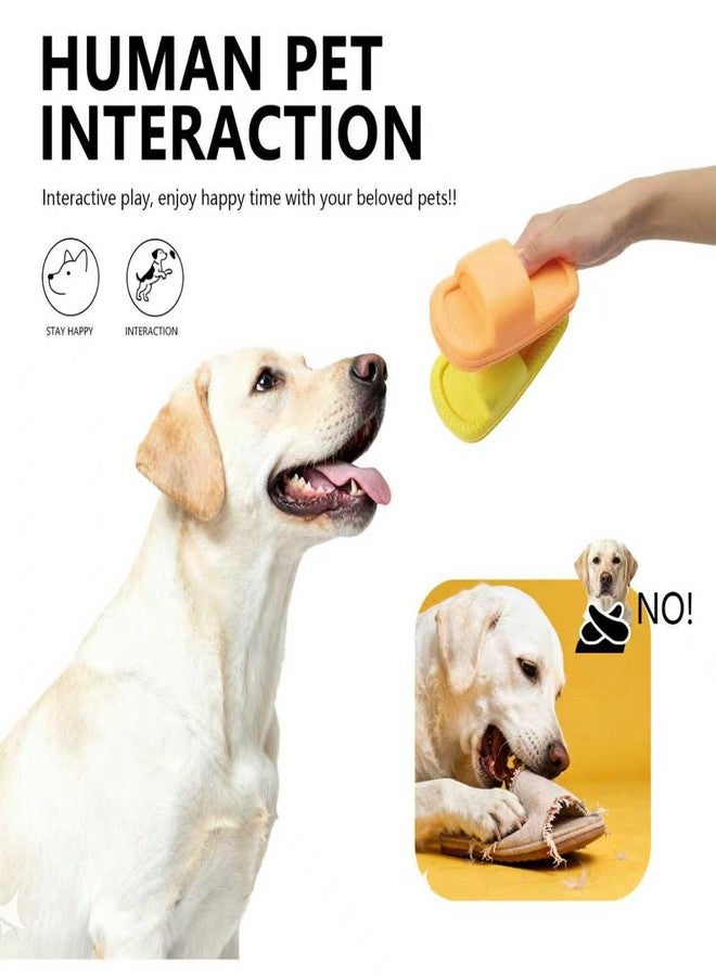 MECOOL Dog Toy 2PCS Unbreakable Slippers Squeaky Dog Toys for Teehing Chewing Size for Medium and Samll Breeds,Yellow and Orange - Image 2