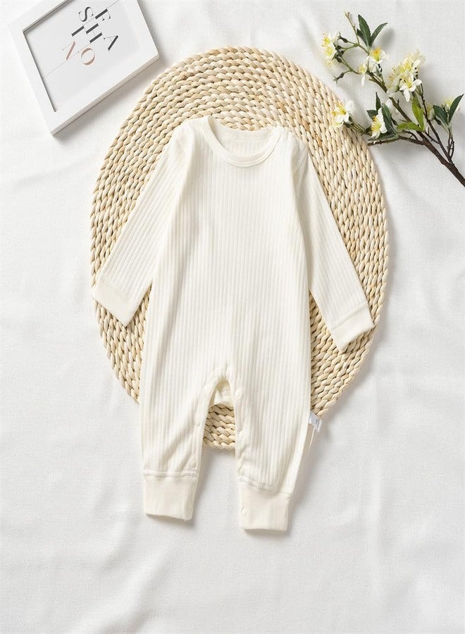 HALQAHA Baby Romper Long Sleeve Pure Cotton Unisex One Piece Jumpsuit, Newborn Clothes Soft Breathable Outfit（white 0-3 - Image 2