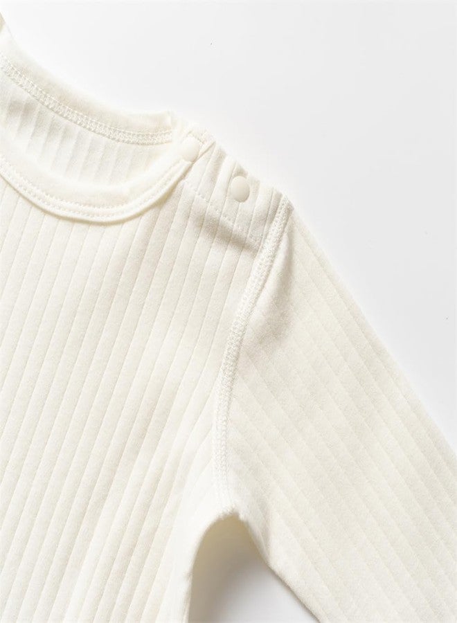 HALQAHA Baby Romper Long Sleeve Pure Cotton Unisex One Piece Jumpsuit, Newborn Clothes Soft Breathable Outfit（white 0-3 - Image 5