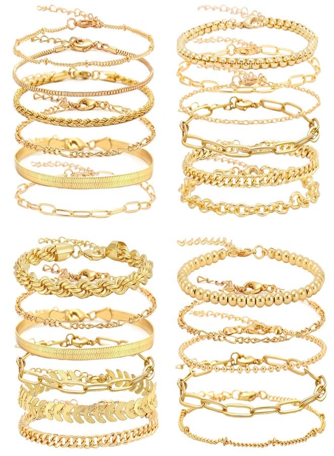 WAINIS 23PCS Chain Bracelet Sets for Women Trendy Dainty Link Paperclip Bracelets Stake Adjustable Layered Metal Link Bracelet Set Fashion Adjustable 6.8"+2" - Image 1