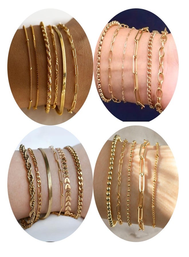 WAINIS 23PCS Chain Bracelet Sets for Women Trendy Dainty Link Paperclip Bracelets Stake Adjustable Layered Metal Link Bracelet Set Fashion Adjustable 6.8"+2" - Image 2
