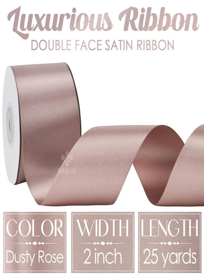 MEEDEE Dusty Rose Satin Ribbon 2 Inch Dusty Pink Ribbon Lux Double Faced Ribbons by 25 Yards Silk Satin Ribbons for Gift Wrapping, Weddings, Flower Bouquet, Holiday Decorating - Image 2
