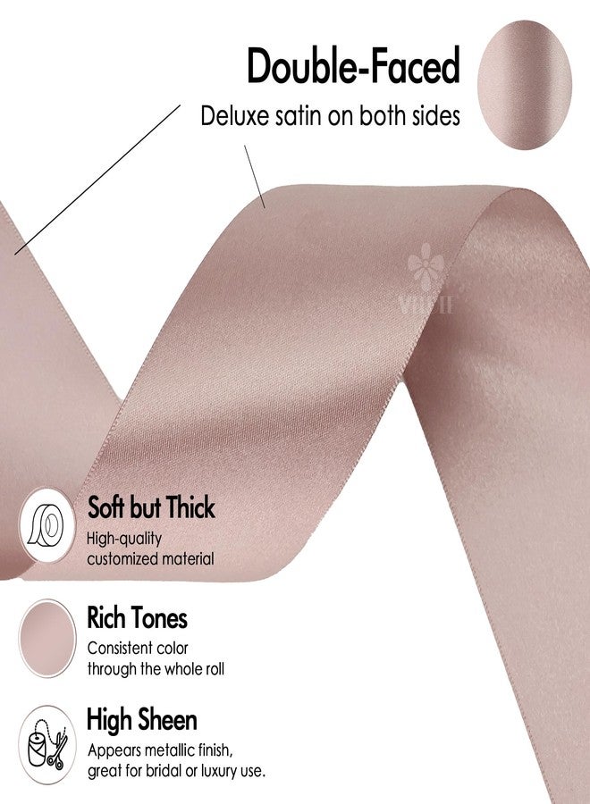 MEEDEE Dusty Rose Satin Ribbon 2 Inch Dusty Pink Ribbon Lux Double Faced Ribbons by 25 Yards Silk Satin Ribbons for Gift Wrapping, Weddings, Flower Bouquet, Holiday Decorating - Image 3